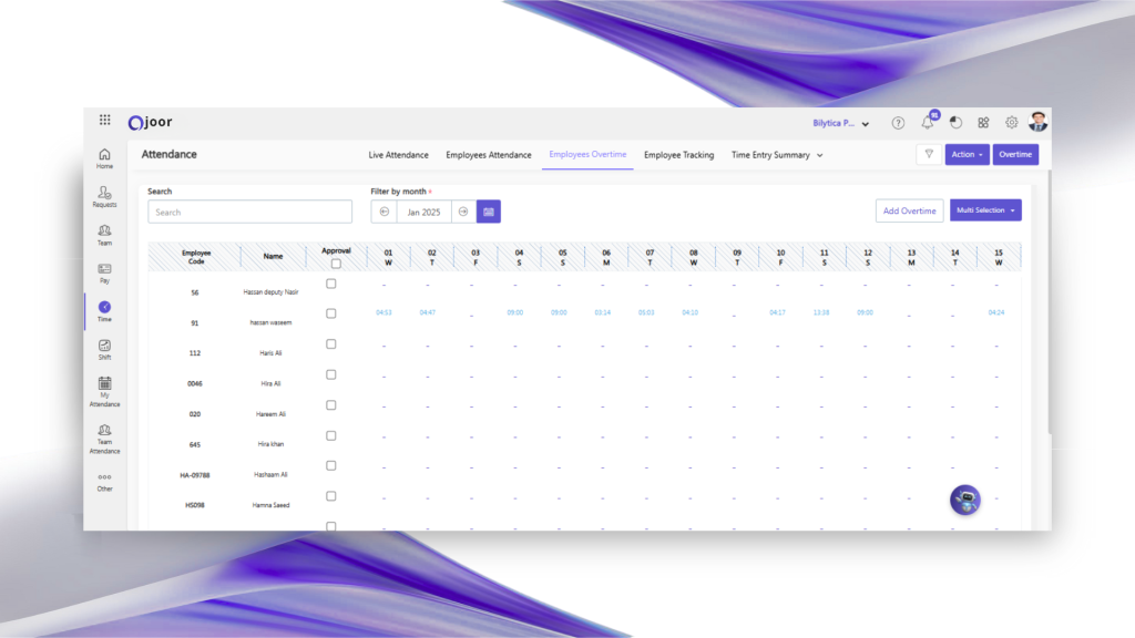 Effortless Tracking of Overtime