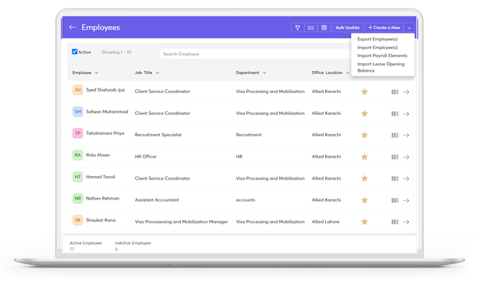 Docs Recruitment Performance Time attendance Ojoor.net Payroll Module أسهل كشوف رواتب في المملكة العربية السعودية. جرب أجور مع معالجة كشوف المرتبات بنقرة واحدة في 15 ثانية فقط